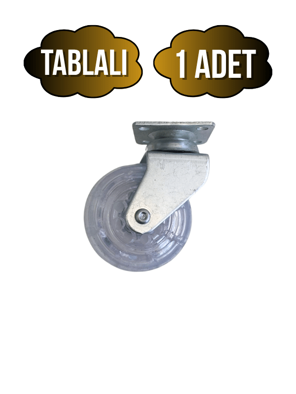 Düz Tabla Şeffaf Lastik Masa Tekeri Sehpa Tekeri(7CM)(METAL)(ŞEFFAF)(50x20MM)