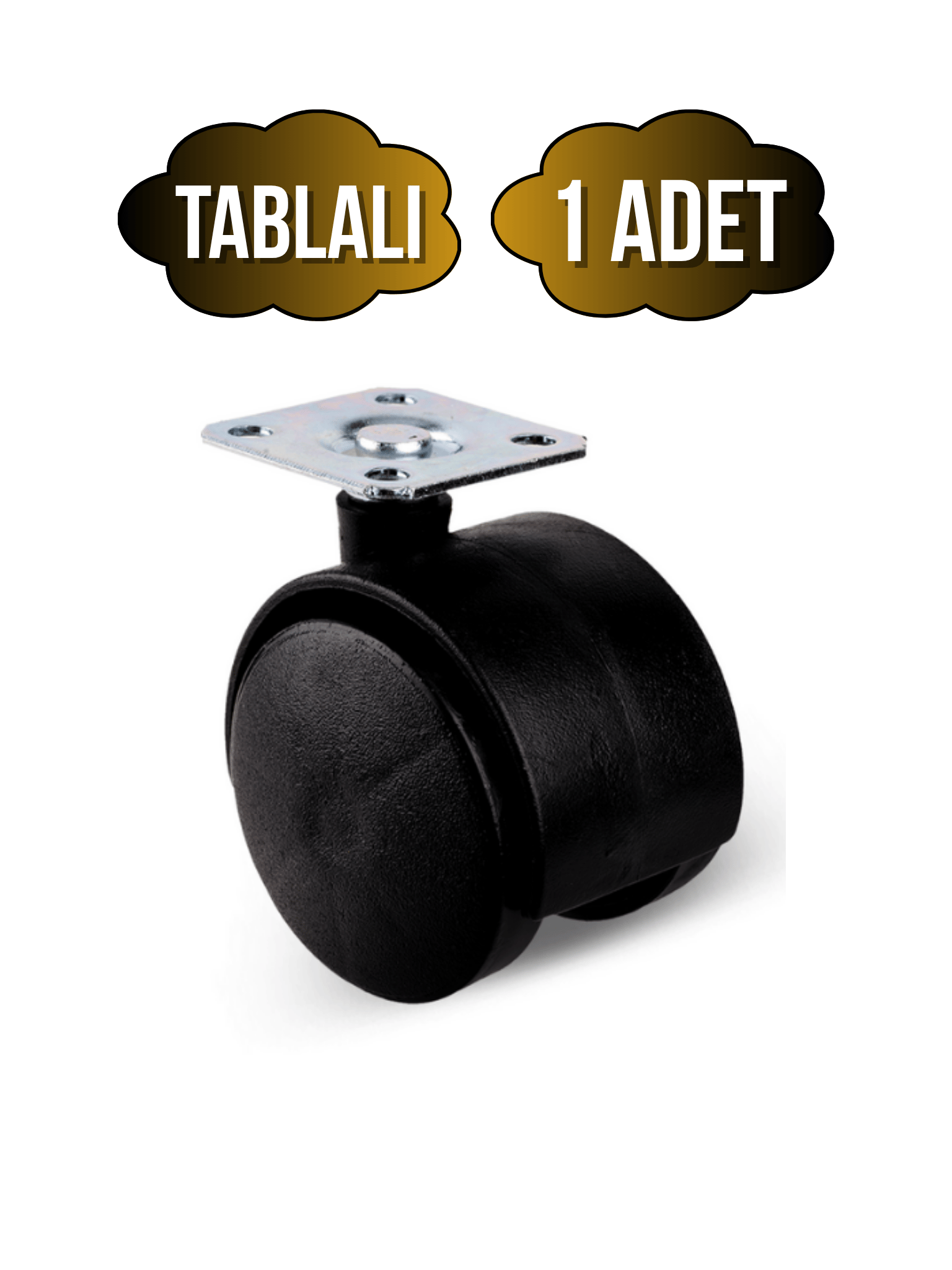 Düz Tablalı Tekerlek 50mm Masa Sehpa Dolap Tekeri(SİYAH)(50MM)