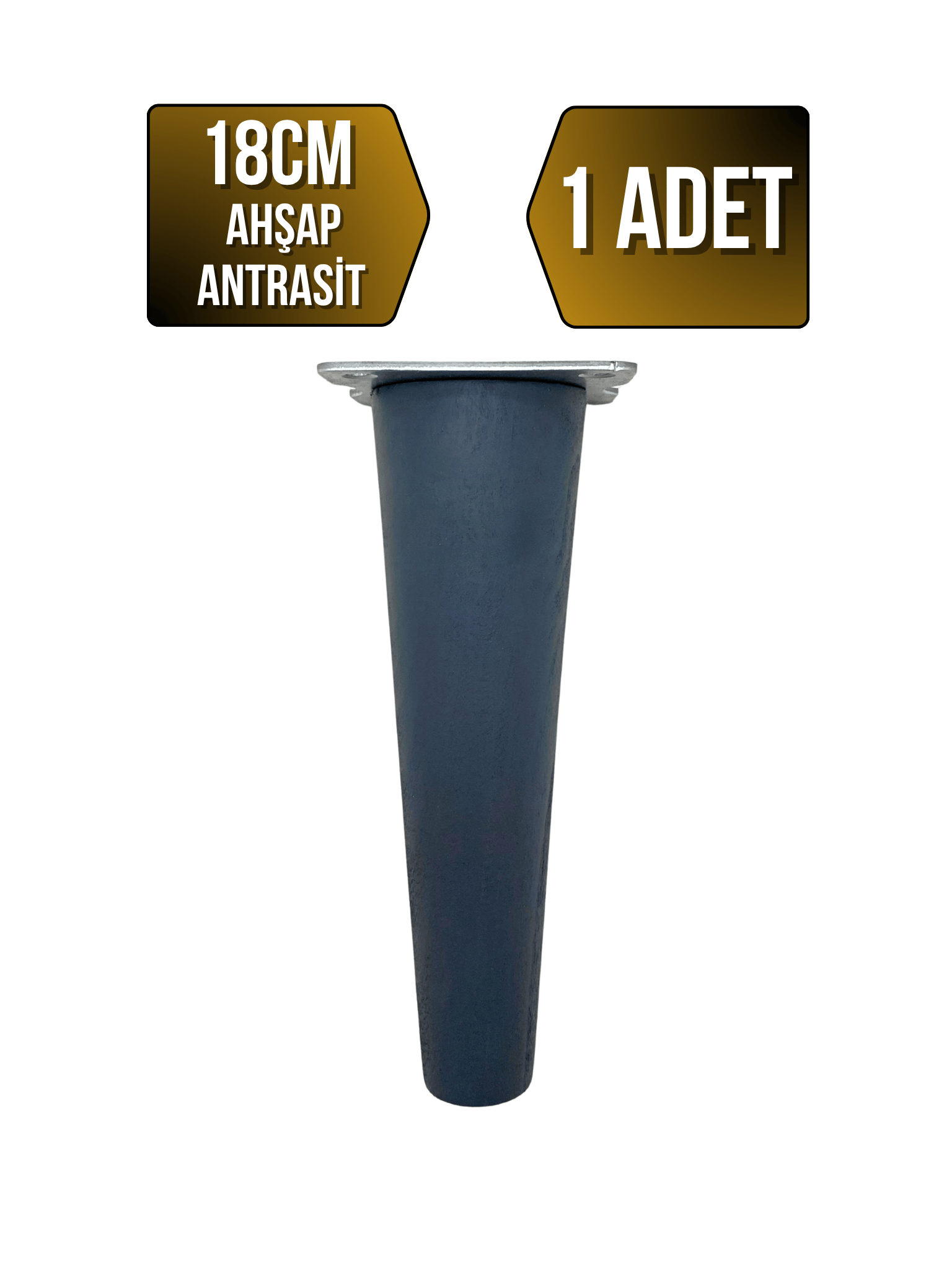 Düz Torna Ahşap Ayak Mobilya Masa ve Dolap Ayağı(ANTRASİT)(KAYIN / GÜRGEN)