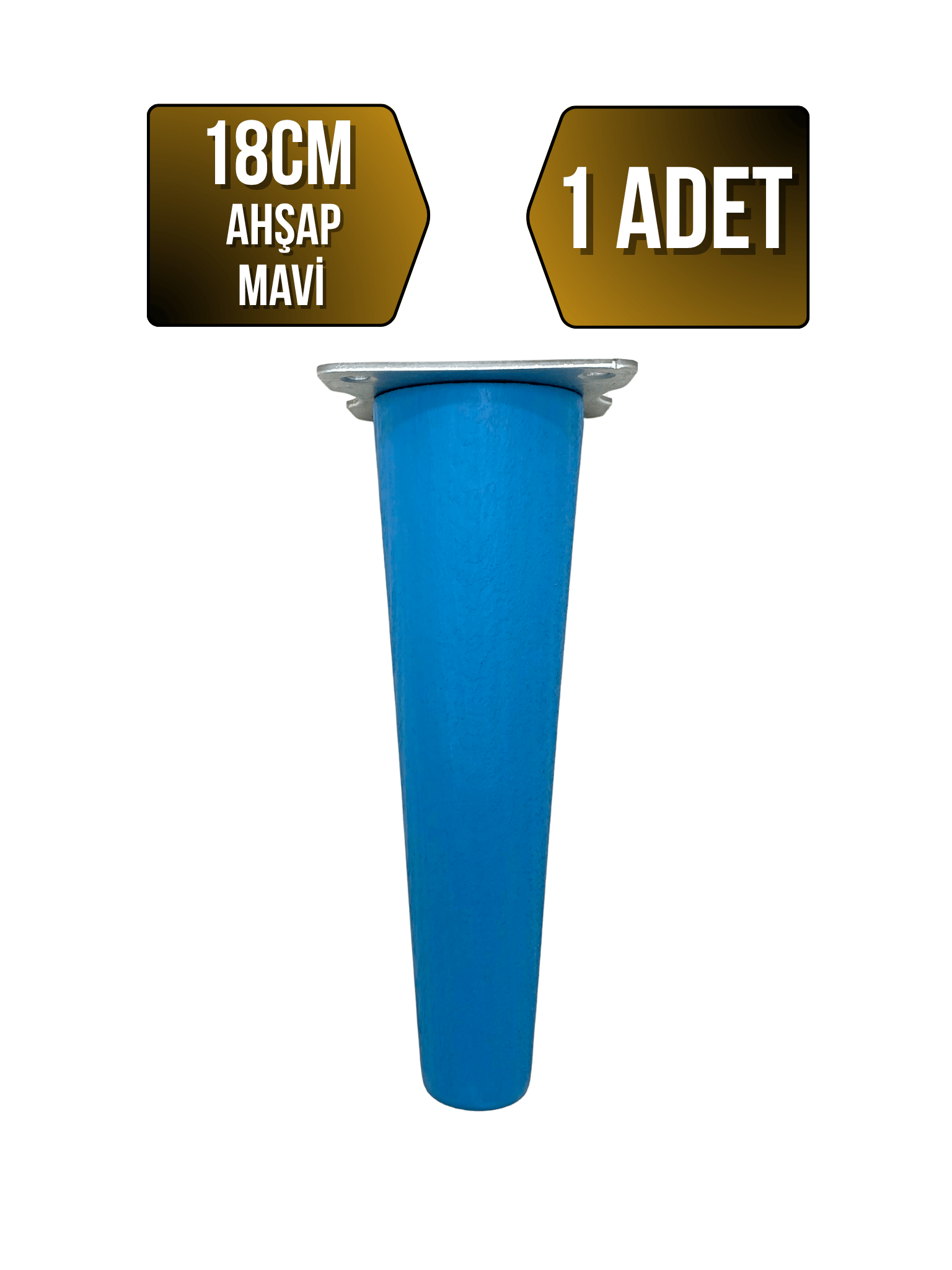 Düz Torna Ahşap Ayak Mobilya Masa ve Dolap Ayağı(MAVİ)(KAYIN / GÜRGEN)