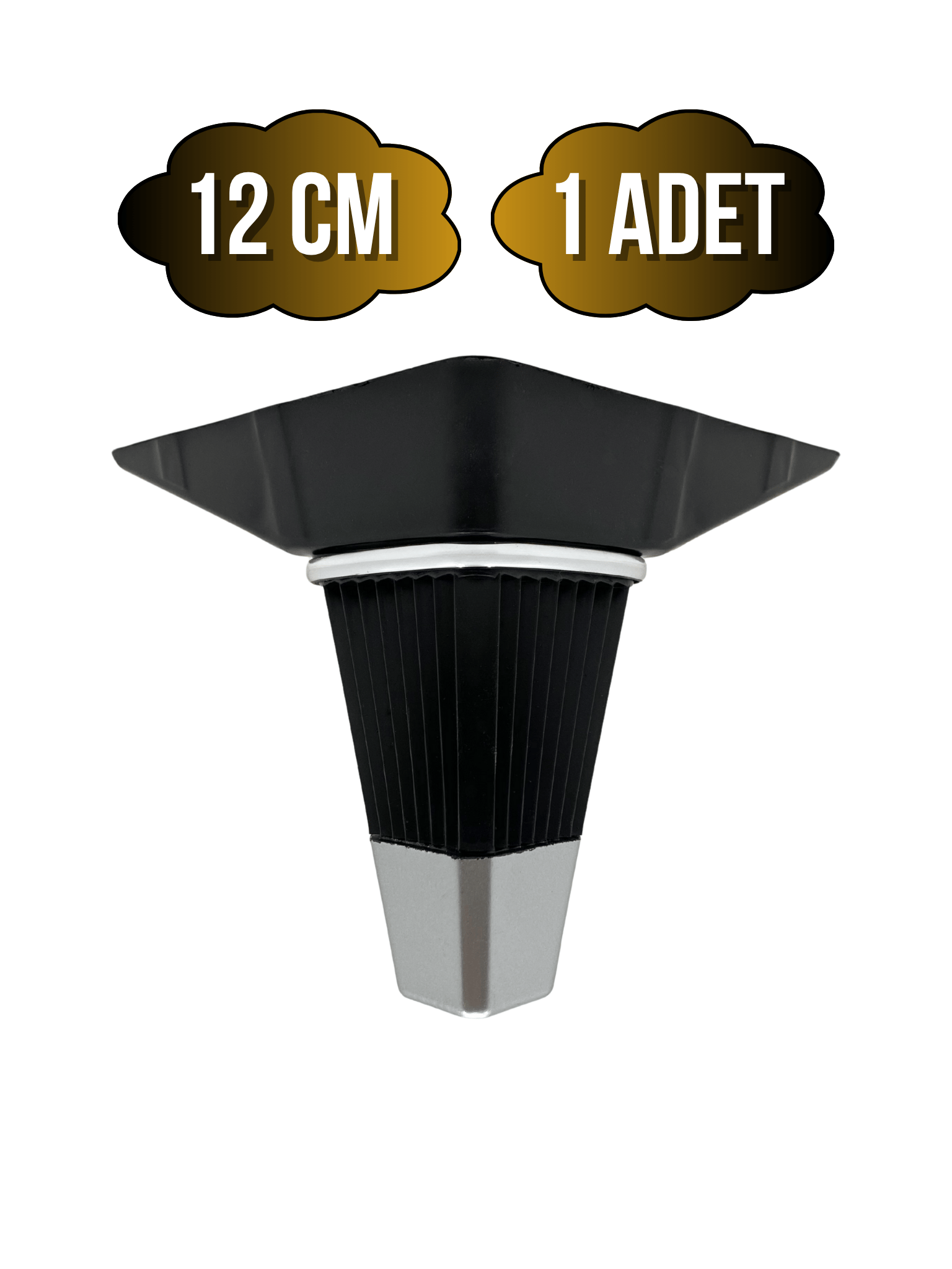 İrem Siyah Krom 12cm Plastik Ayak Mobilya Masa ve Dolap Ayağı(SİYAH KROM)(12CM)