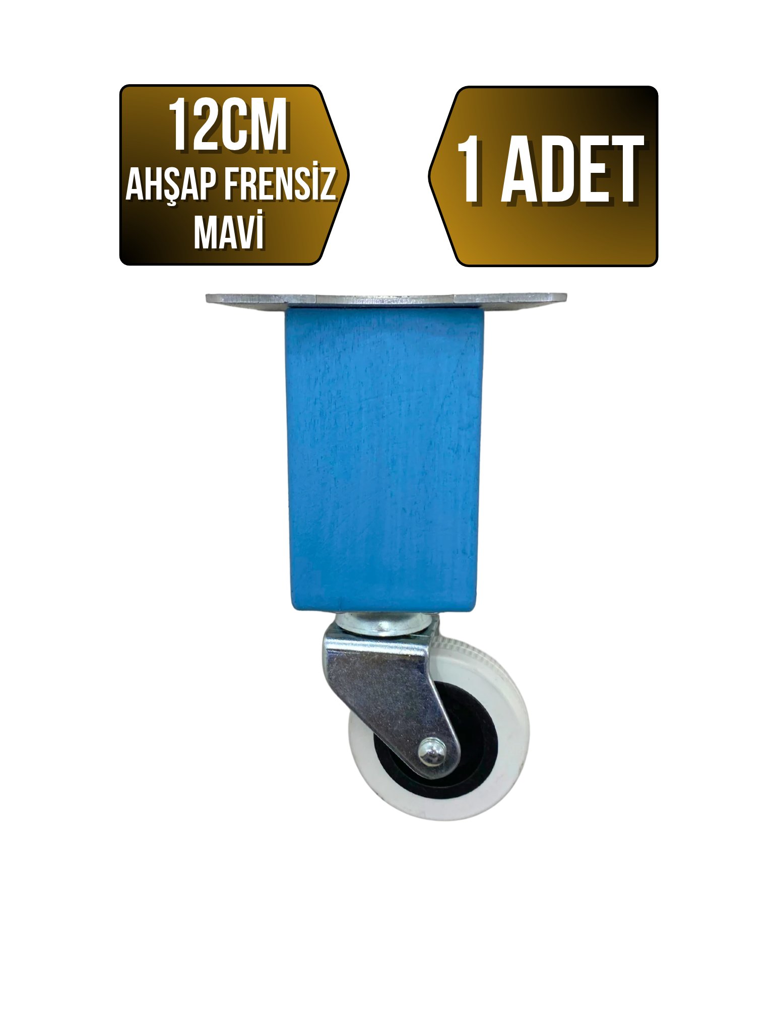 Kale Ahşap Tekerli Ayak Mobilya Masa Dolap Tekerli Ayağı(FRENSİZ)(MAVİ)