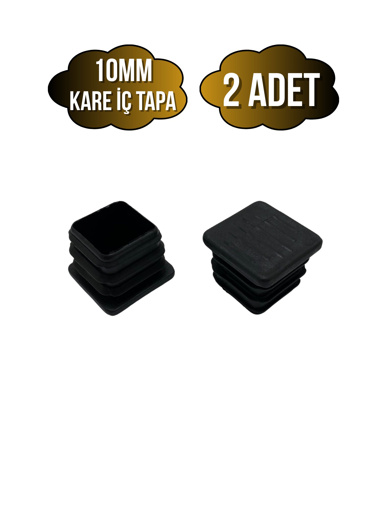 Kare Demir Profil İç Tapa Geçme Plastik Ayak Geçme Koruma Plastiği(10MM)(SİYAH)