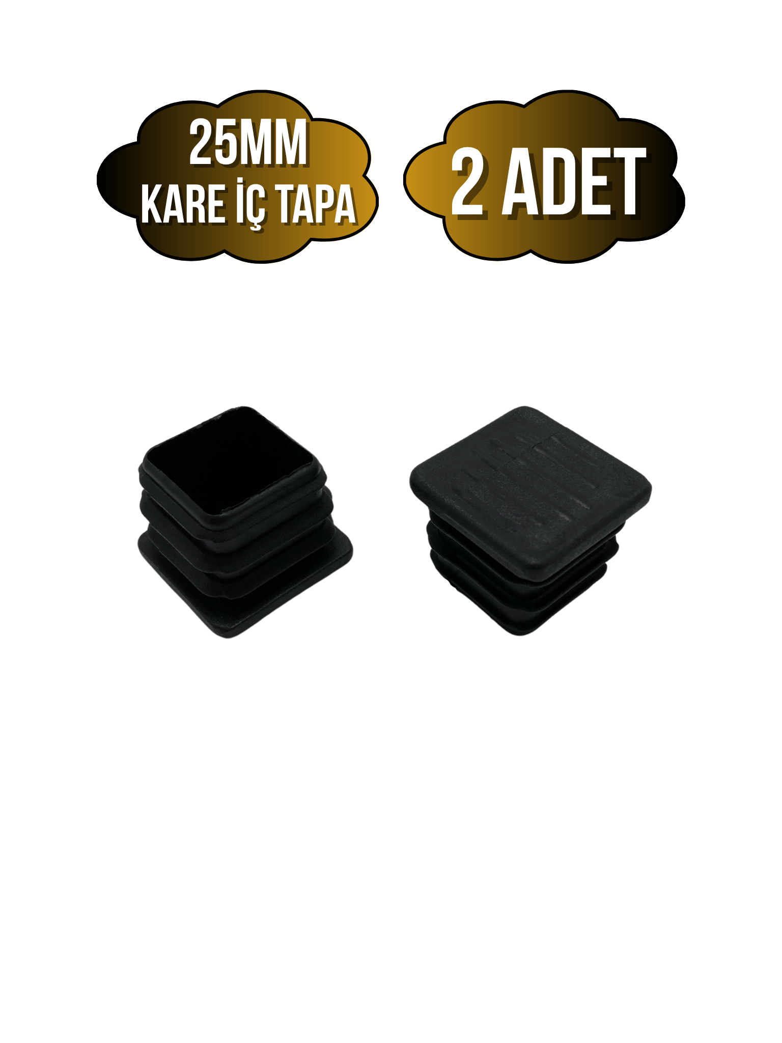 Kare Demir Profil İç Tapa Geçme Plastik Ayak Geçme Koruma Plastiği(25MM)(SİYAH)