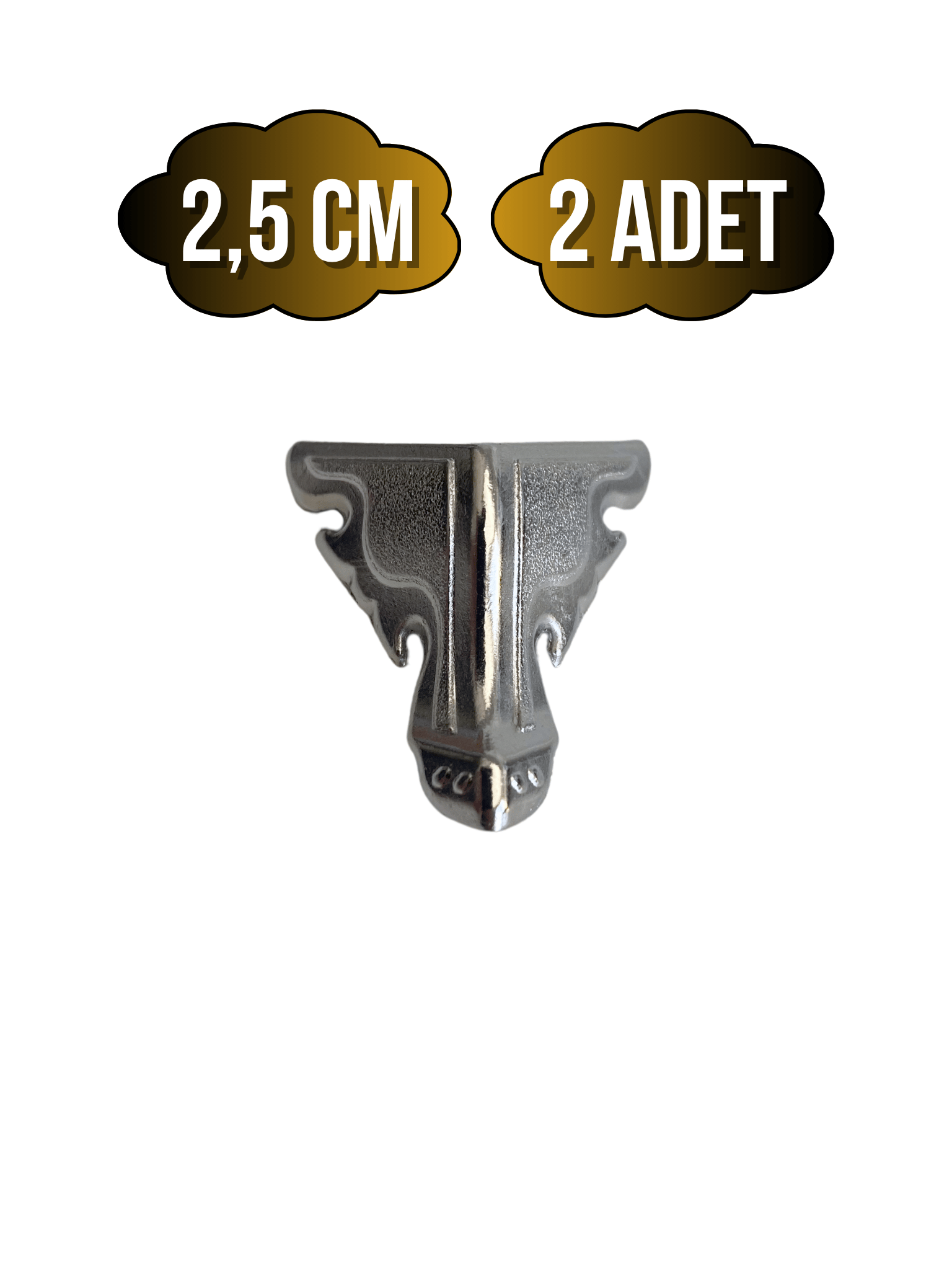 Kelebek Düz 2.5cm Metal Ayak Çeyiz ve Hediye Kutusu Mobilya Ayağı(2.5CM)(GÜMÜŞ)