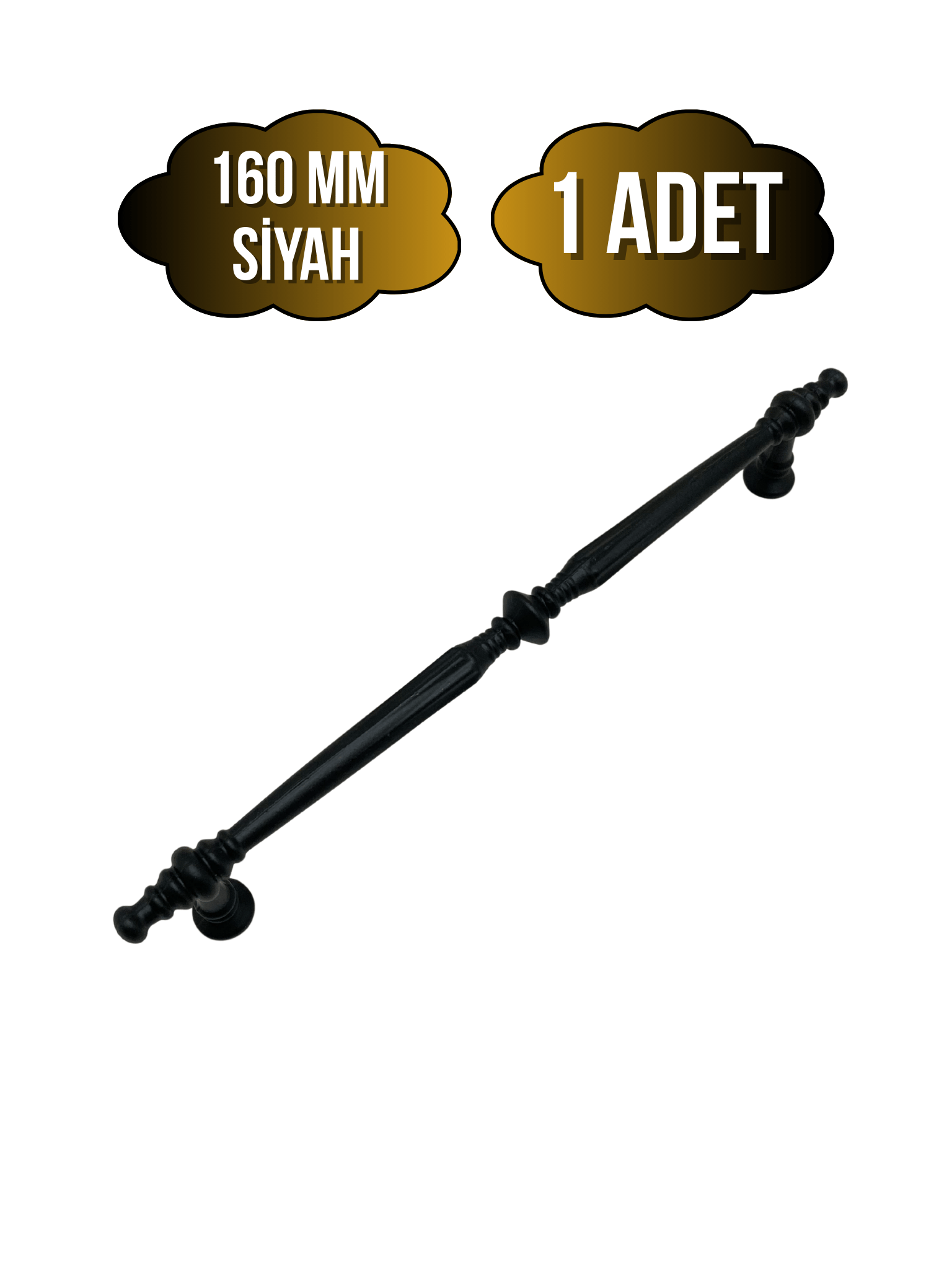 Muse Desenli Siyah Metal Dolap Kulpu Mobilya ve Mutfak Dolap Kulpu(SİYAH)(160MM)