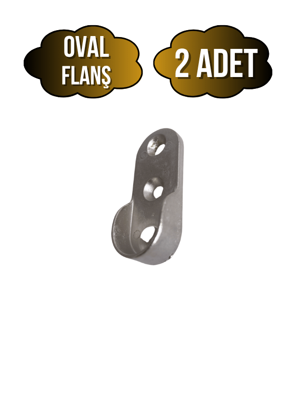 Oval Askı Borusu Flanşı Dolap ve Mobilya Oval Boru Flanşı(İÇ ÖLÇÜLERİ EN:15MM BOY:25MM)