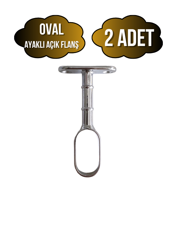 Oval Ayaklı Açık Askı Borusu Flanşı Mobilya Oval Boru Flanşı(İÇ ÖLÇÜLERİ EN:15MM BOY:25MM)