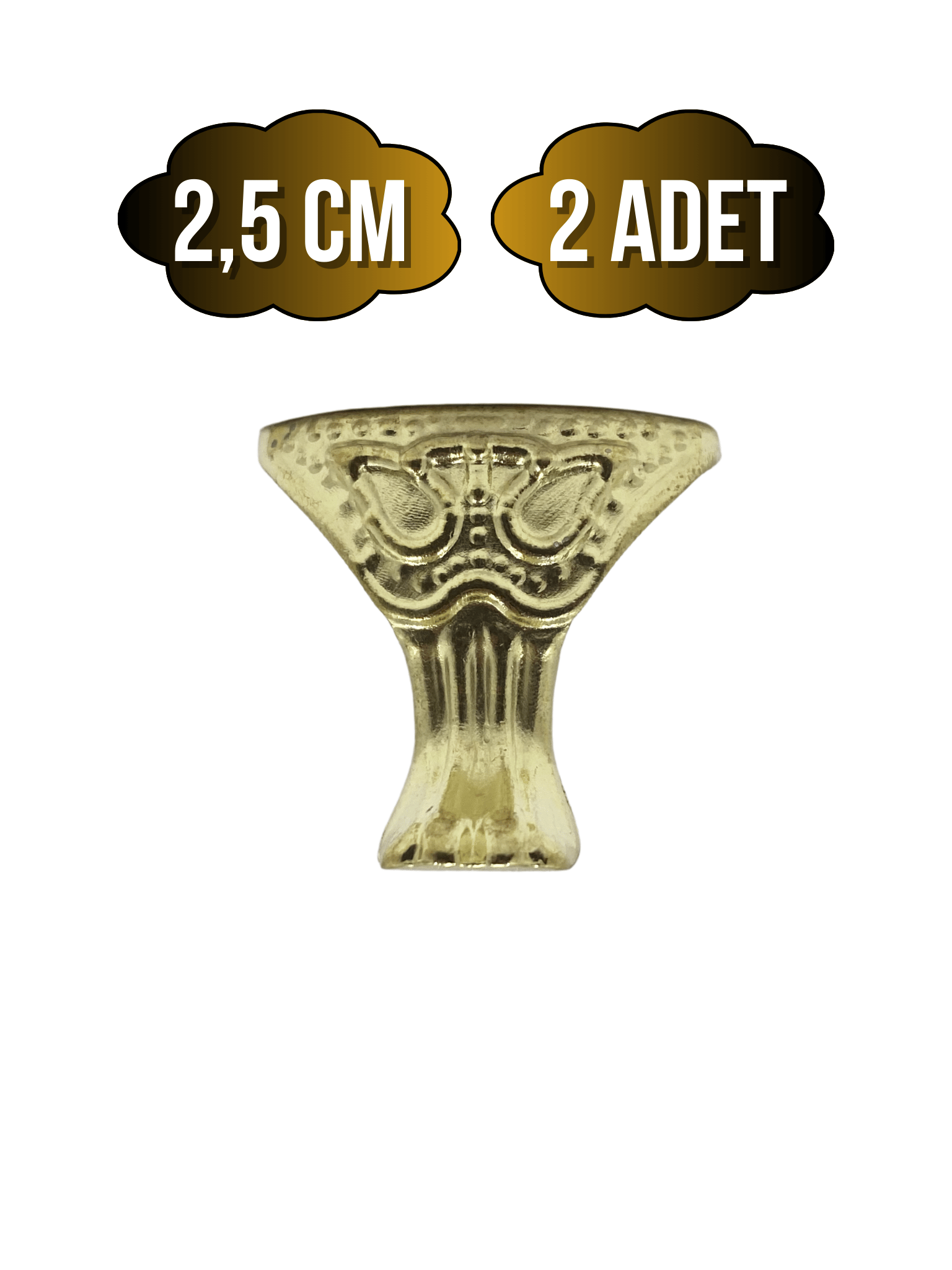 Pati Metal Ayak Çeyiz ve Hediye Kutusu Mobilya Ayağı(2,5CM)(ALTIN)