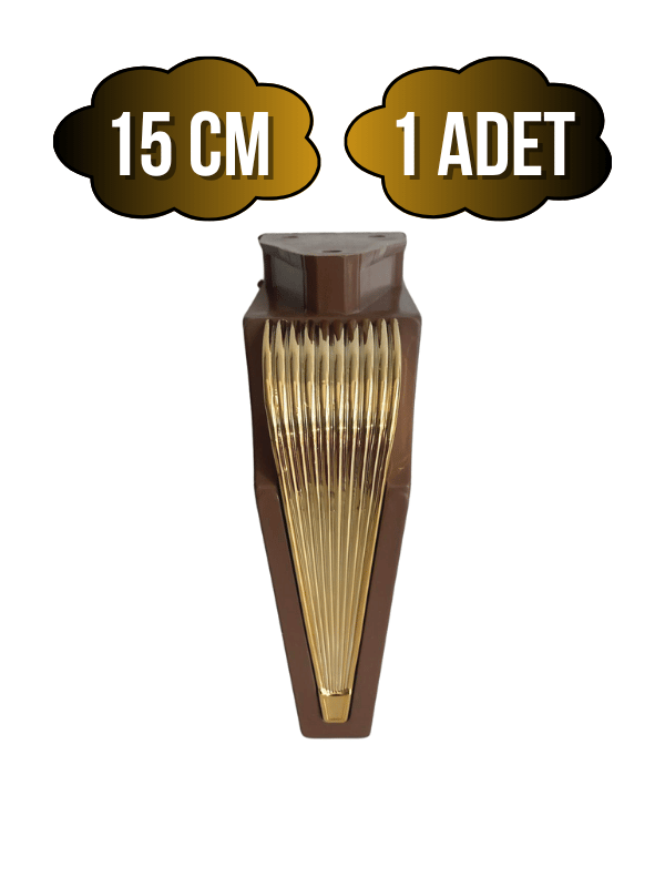 STİL 15CM Plastik Ayak Mobilya Masa ve Dolap Ayağı(15CM)(KAHVERENGİ - ALTIN)