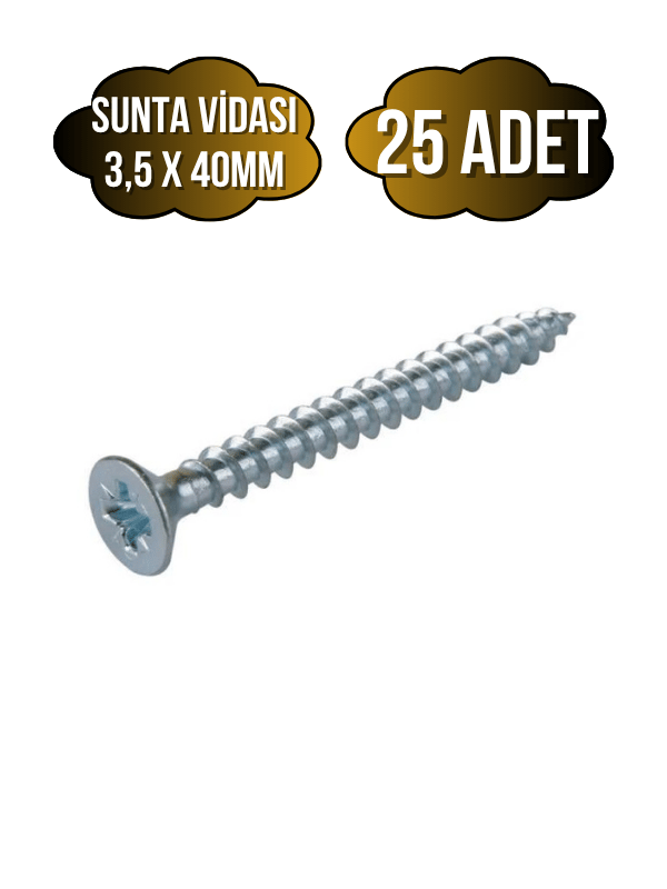 Sunta Vidası 3,5x40mm Çinko Ahşap MDF Montaj Vidası(3,5X40MM)