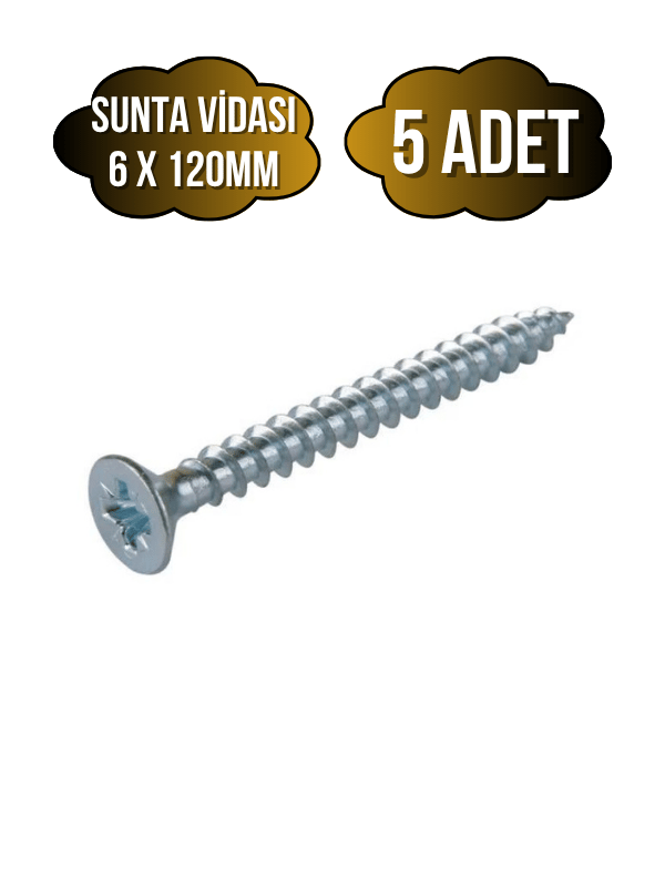 Sunta Vidası 6x120mm Çinko Ahşap MDF Montaj Vidası(6X120MM)