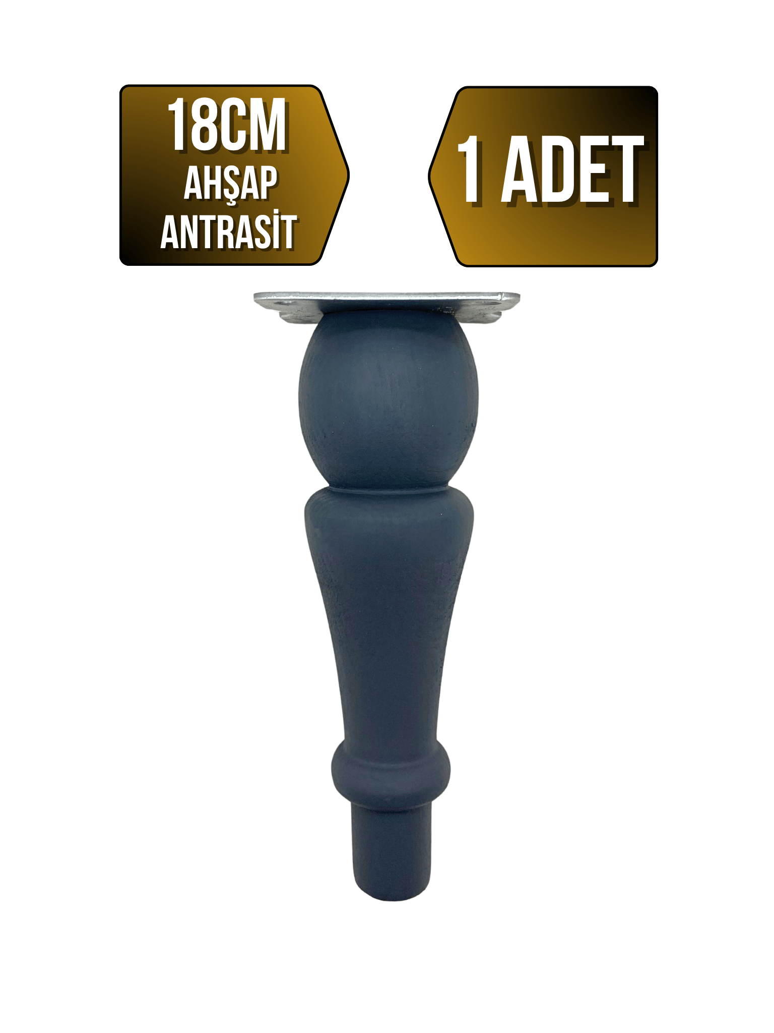 Tombul Torna Ahşap Ayak Mobilya Masa ve Dolap Ayağı(ANTRASİT)(KAYIN / GÜRGEN)