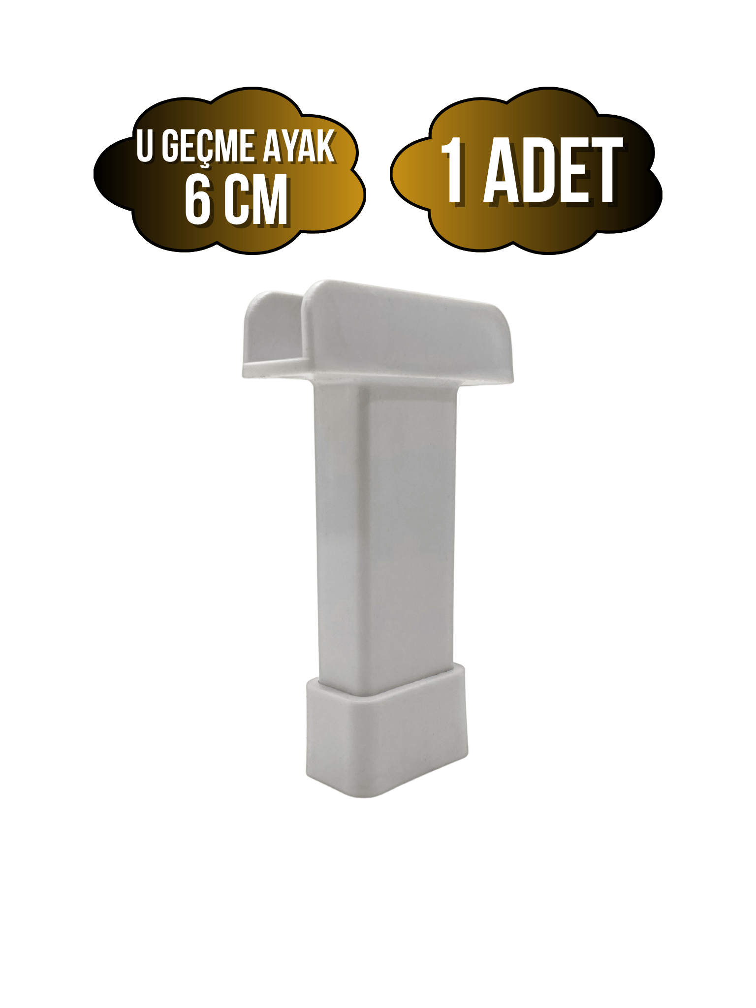 U Geçme Beyaz Plastik Ayarlı Ayak Mobilya Masa ve Dolap Ayağı(BEYAZ)(6CM - 10CM)