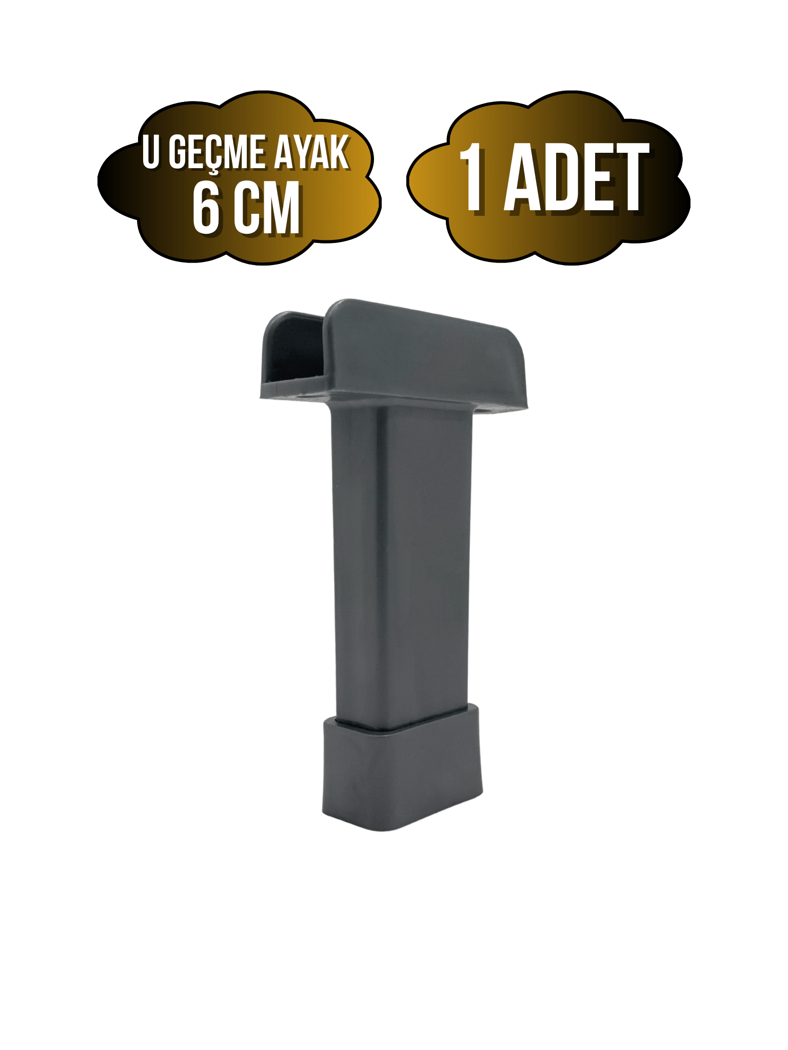 U Geçme Gri Plastik Ayarlı Ayak Mobilya Masa ve Dolap Ayağı(GRİ)(6CM - 10CM)