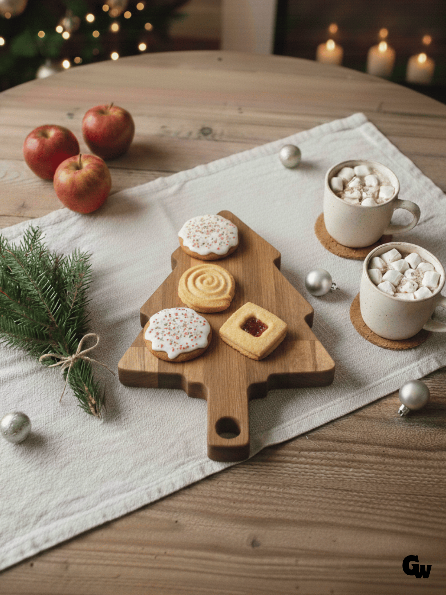 Yılbaşı Sunum Tahtası Noel Çam Ağacı Doğal Ahşap Sunum Tabağı(KAYIN / GÜRGEN)