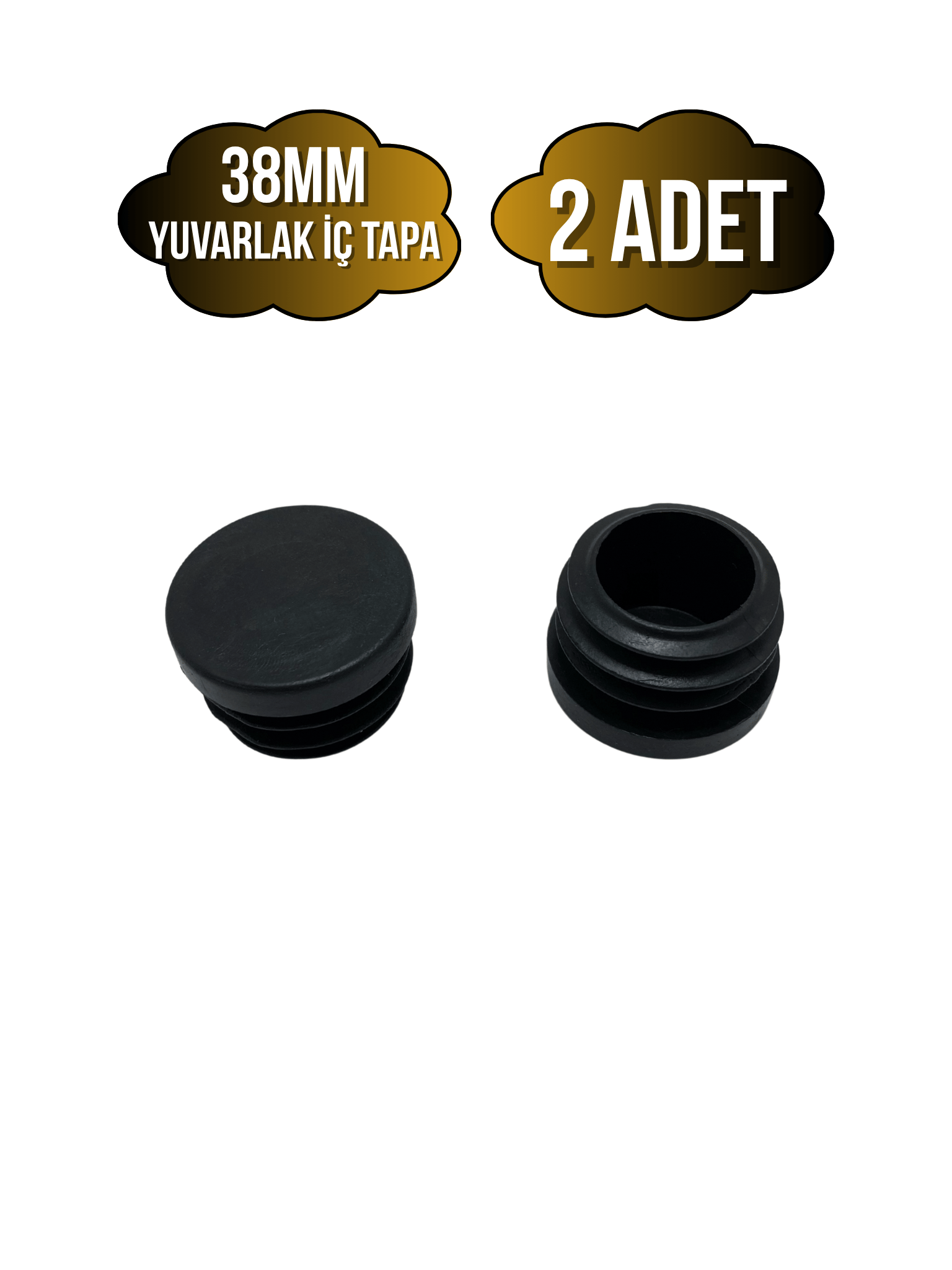 Yuvarlak Demir Profil İç Tapa Geçme Plastik Ayak Geçme Koruma Plastiği(38MM)(SİYAH)