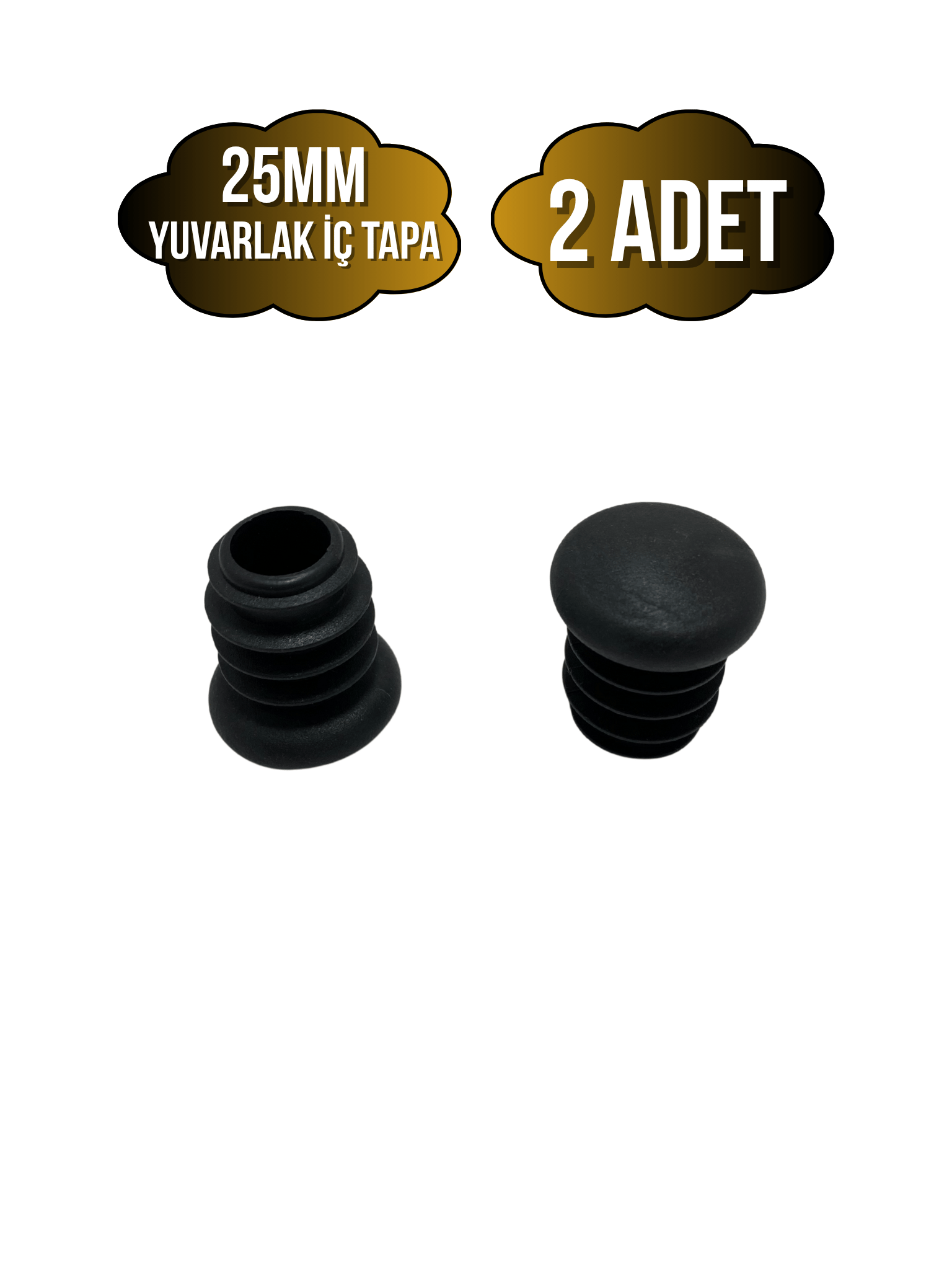 Yuvarlak Demir Profil İç Tapa Geçme Plastik Ayak Geçme Koruma Plastiği(25MM)(SİYAH)