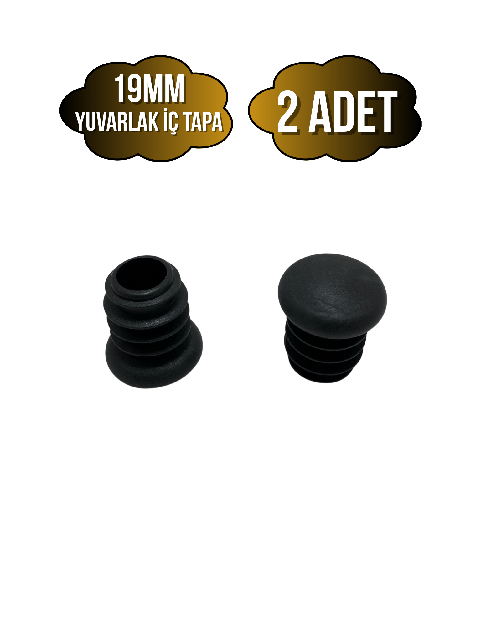 Yuvarlak Demir Profil İç Tapa Geçme Plastik Ayak Geçme Koruma Plastiği(19MM)(SİYAH)
