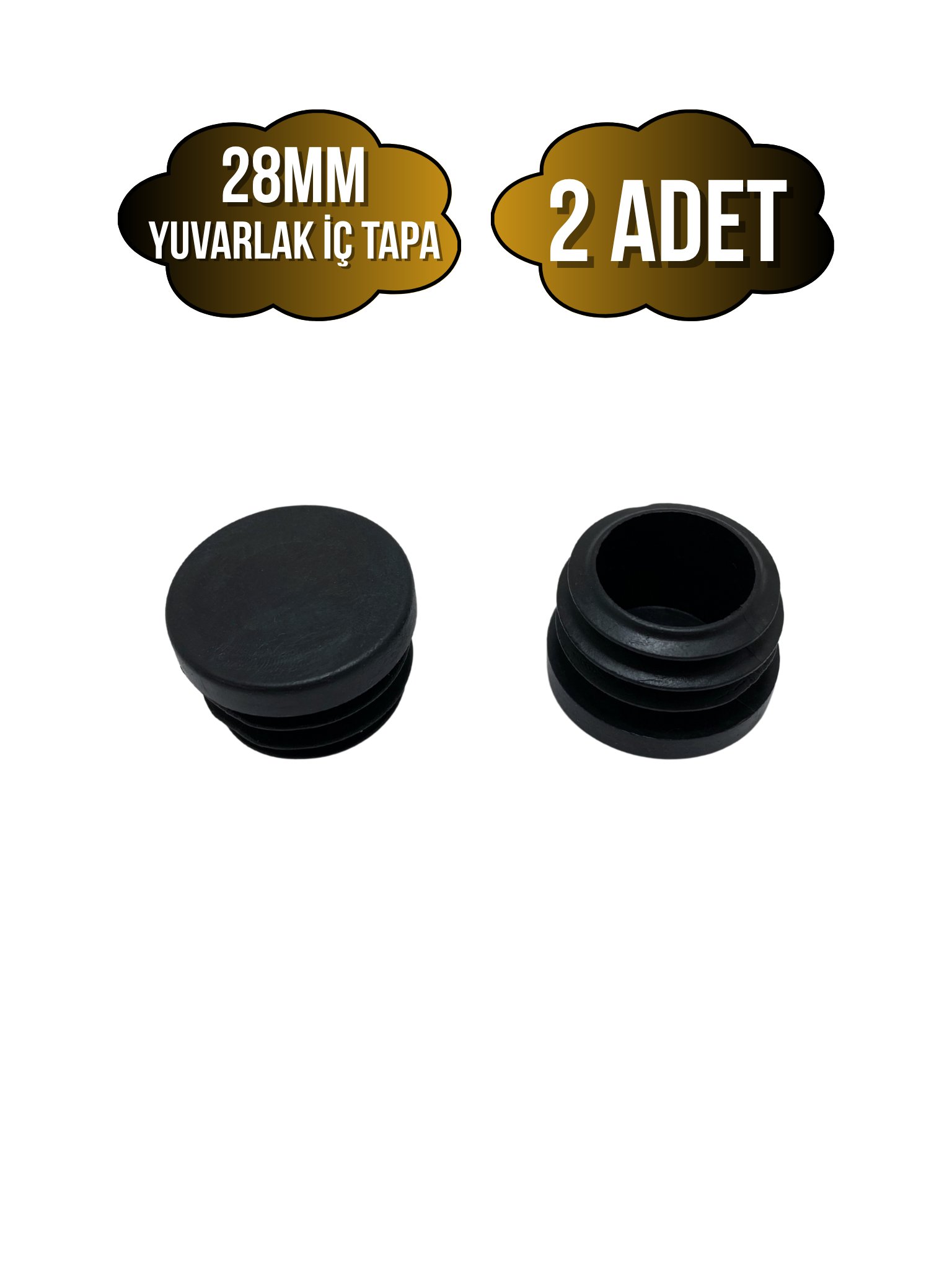 Yuvarlak Demir Profil İç Tapa Geçme Plastik Ayak Geçme Koruma Plastiği(28MM)(SİYAH)