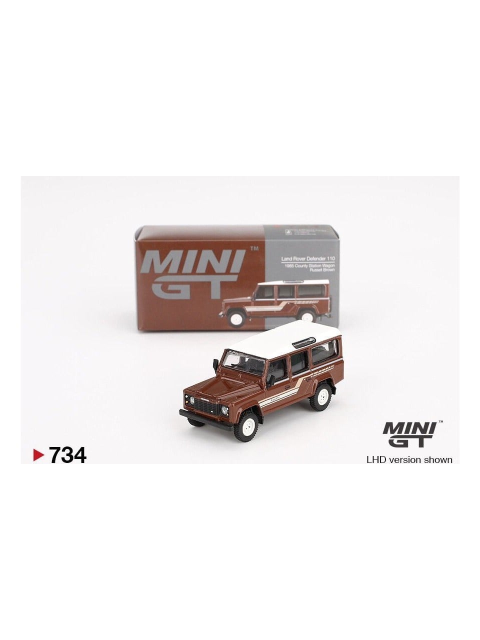 Genel Markalar 164 Land Rover Defender 110 1985 County Station Wagon Russet Brown Diecast Model Araba