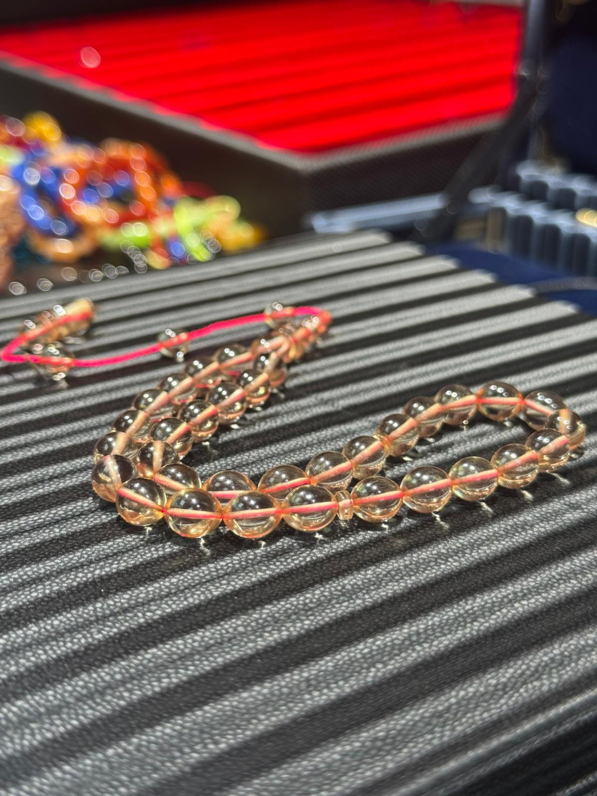 Blok Sarı Sıkma Kehribar Tesbih 6x9 mm Şeffaf Delim Usta İmzalı