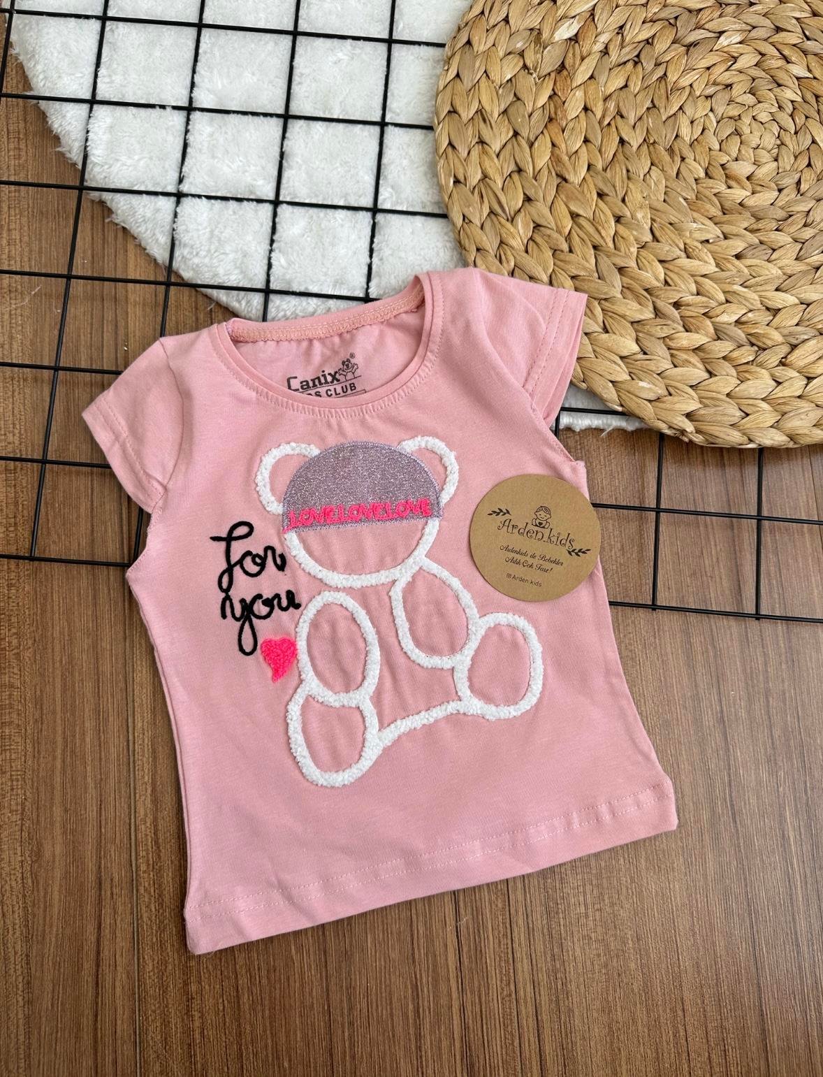  1-5 Yaş Gül Kurusu Teddy Kısa Kollu Body