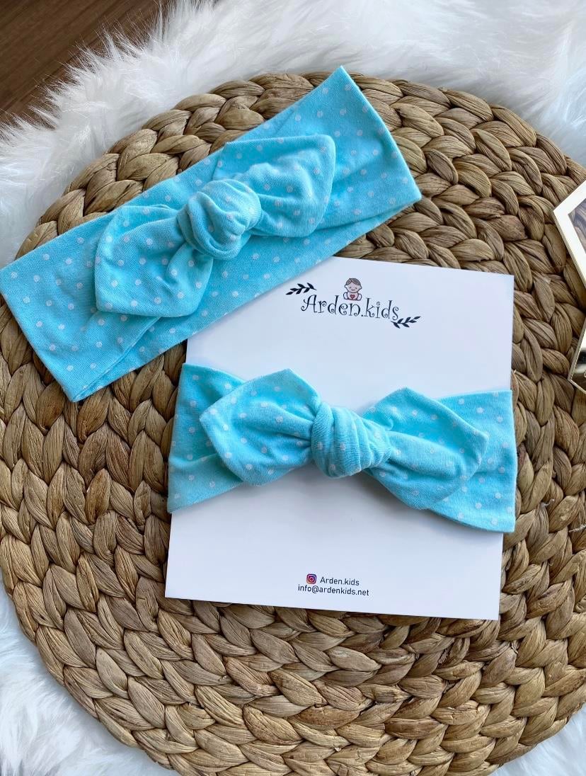  Turkuaz Puantiyeli Tavşan Kulak Bandana