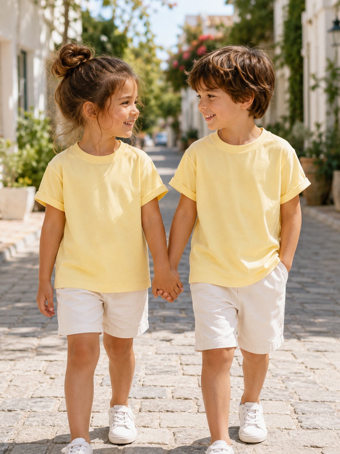 2-10 Yaş Soft Sarı Oversize Basic Tişört