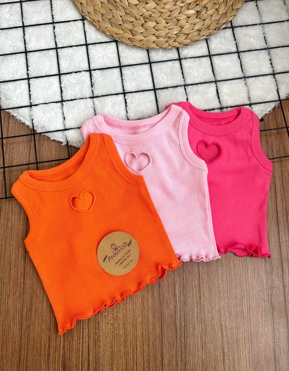 2-7 Yaş 3'lü Kalpli Crop Top