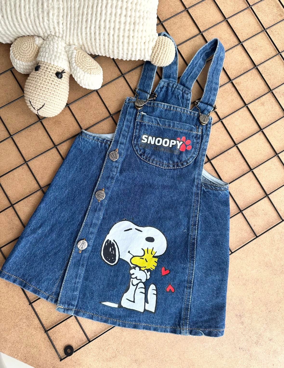 2-8 Yaş Snoopy Düğmeli Salopet