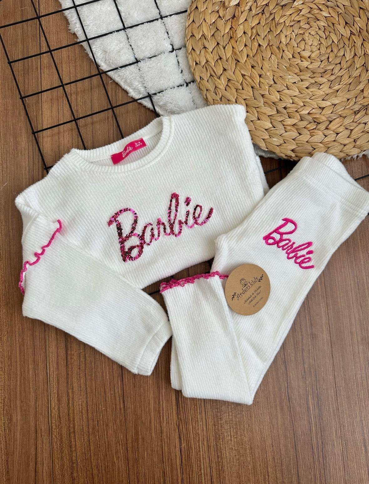 3-10 Yaş Pullu Barbie Triko Takım