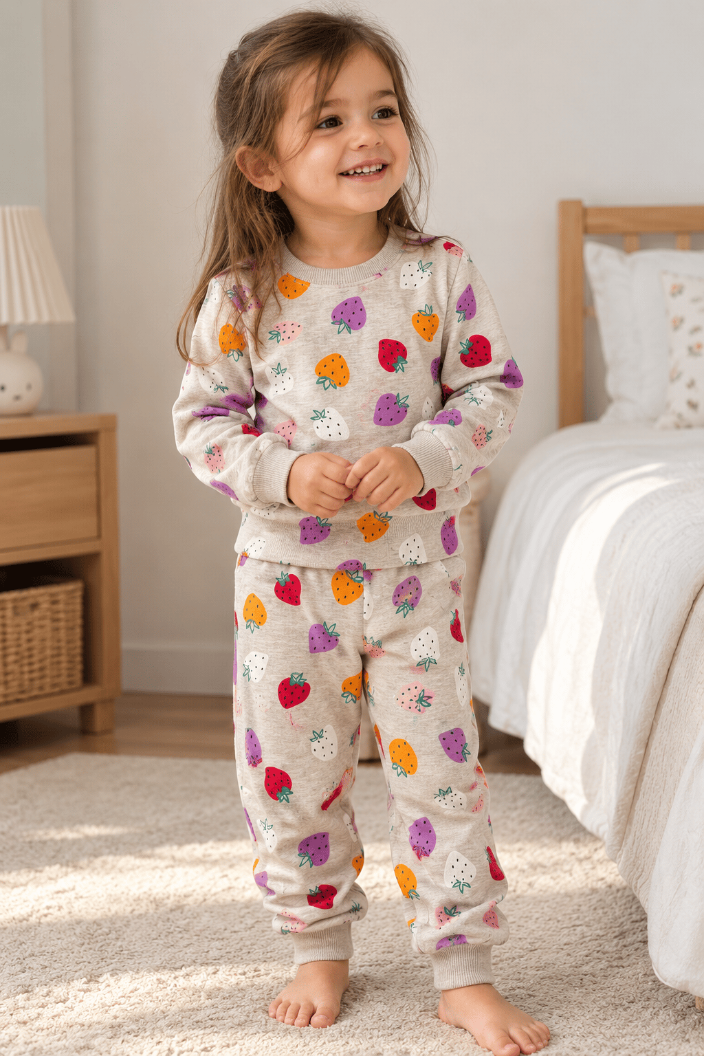 3-7 Yaş Çilek Alt Üst Pijama Takım (fp)