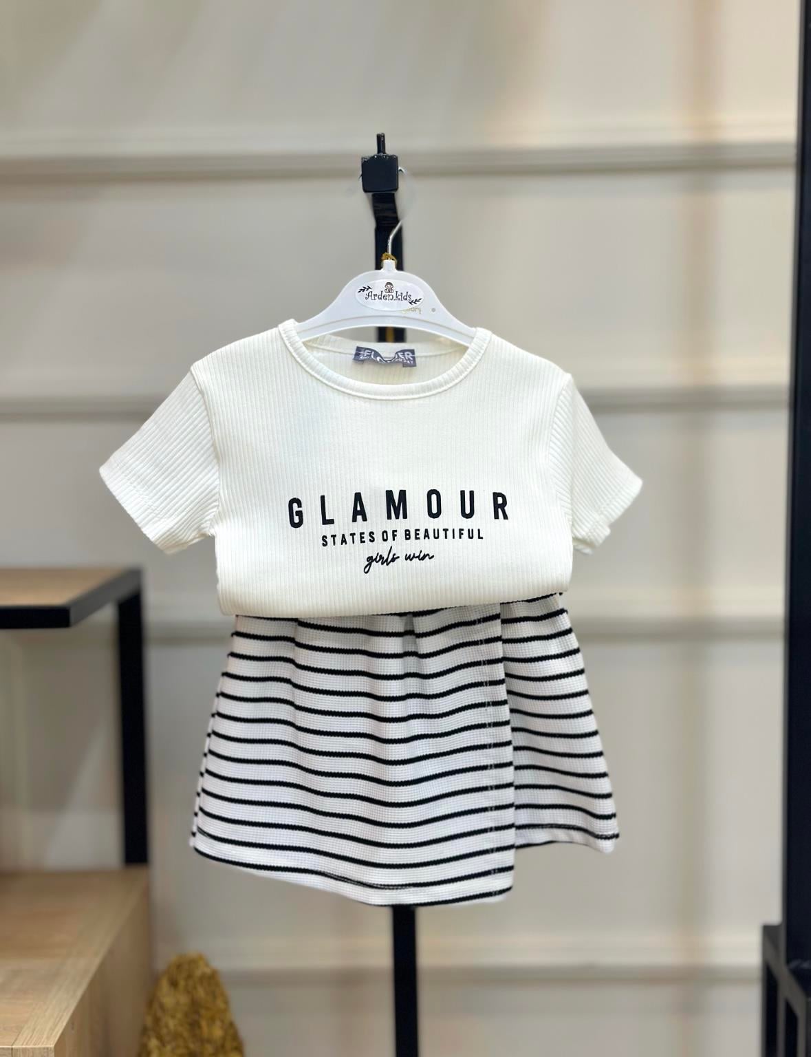 3-8 Yaş Glamour Triko Şort Etekli Takım