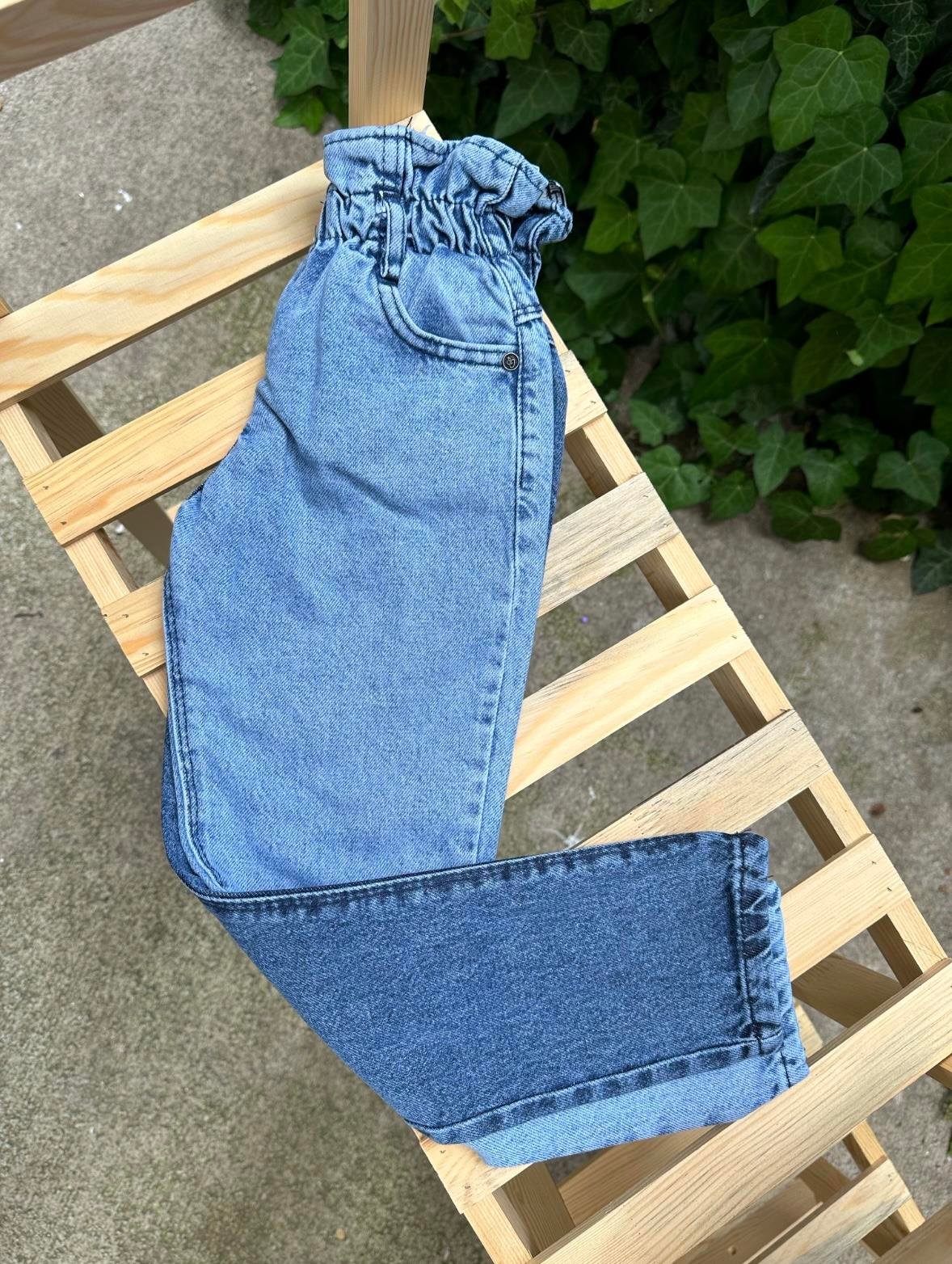 3-9 Yaş Arası Çift Renkli Mom Jean