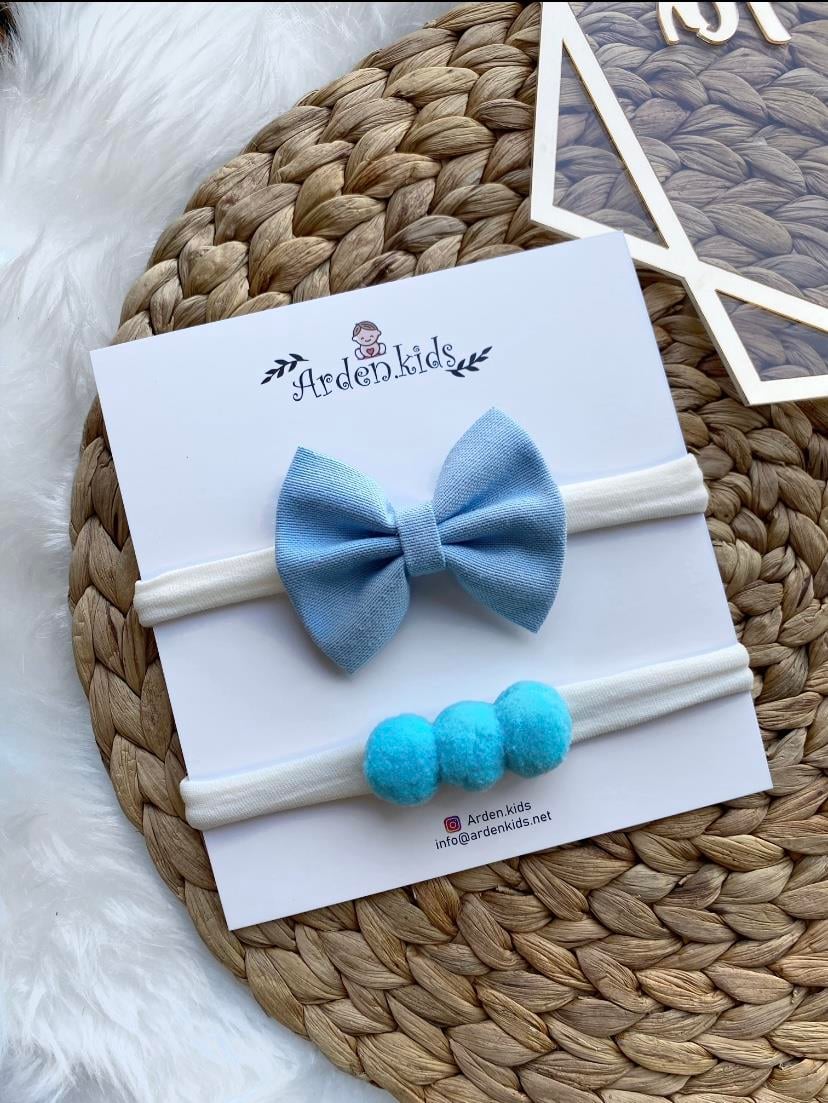 Bebe Mavisi Fiyonk-Ponpon Set