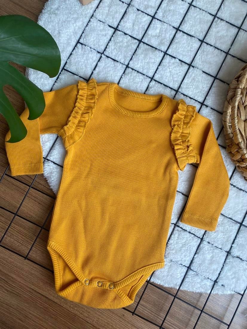 Hardal Omuz Detaylı Baby Romper