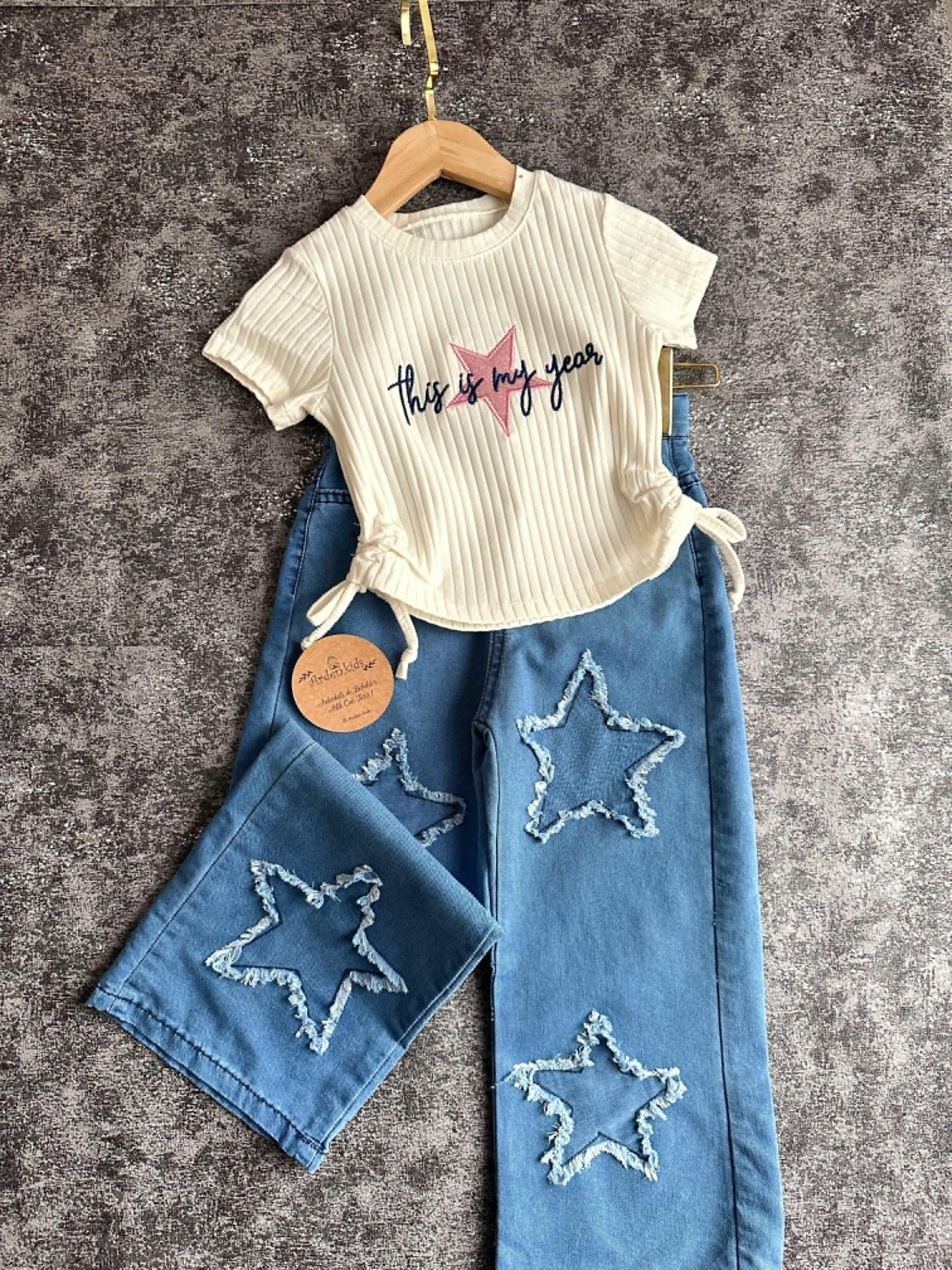Yıldız Detaylı Jean & Büzgülü Body Takım
