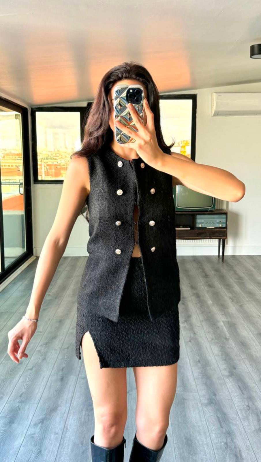 CHANEL FABRIC YELEK SİYAH