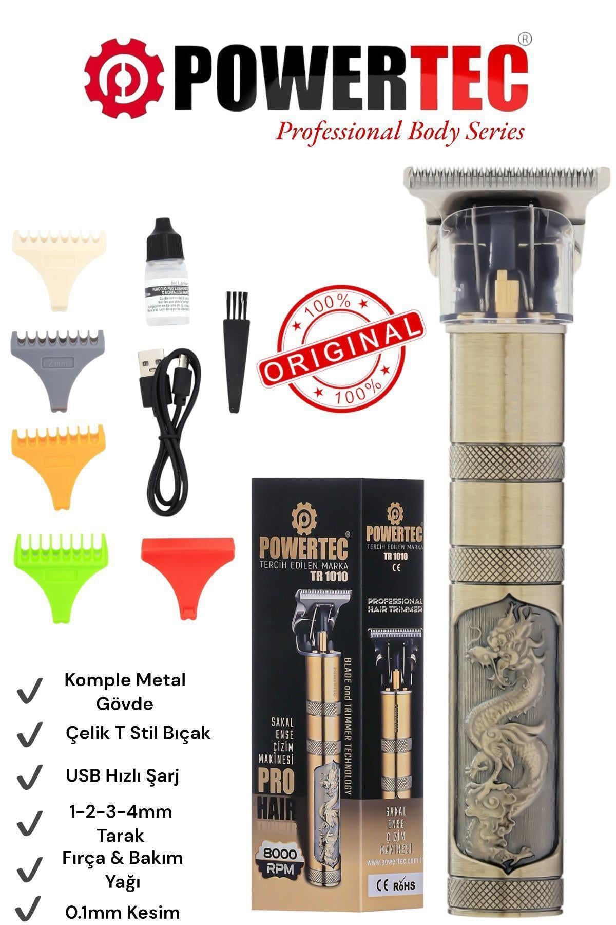 TR-1010 Profesyonel Usb Şarjlı Lazer Öncesi Tüm Vücut Sakal Ense Tıraş ve Çizim Makinesi