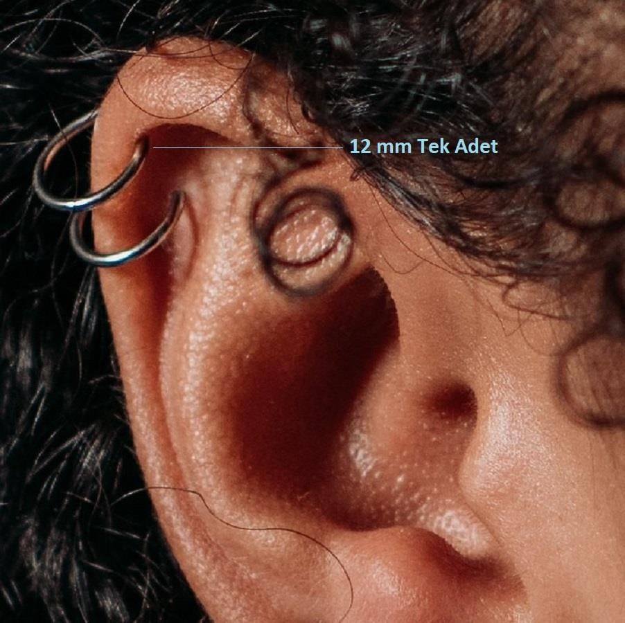 12 mm Silver Cerrahi Çelik Düz Halka Helix Piercing Lob Kıkırdak Rook Daith Conch