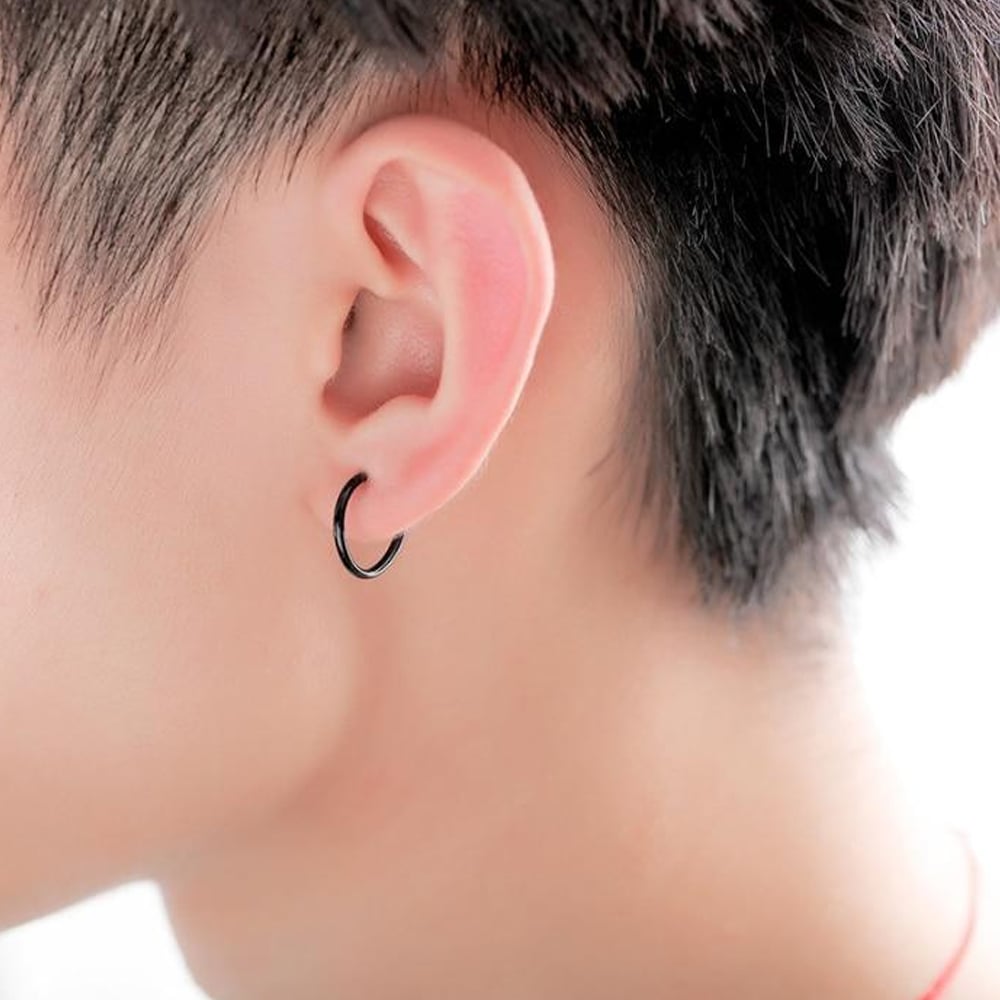 12 mm Siyah Cerrahi Çelik Düz Halka Helix Piercing Lob Kıkırdak Rook Daith Conch