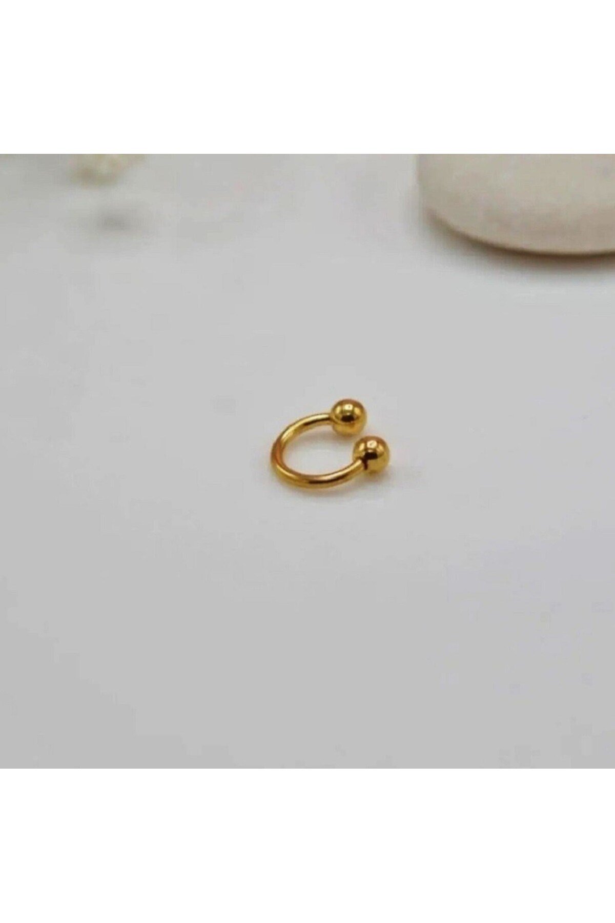 6 mm Düz Çelik Tragus Helix Piercing Gold Renk Ucu Toplu