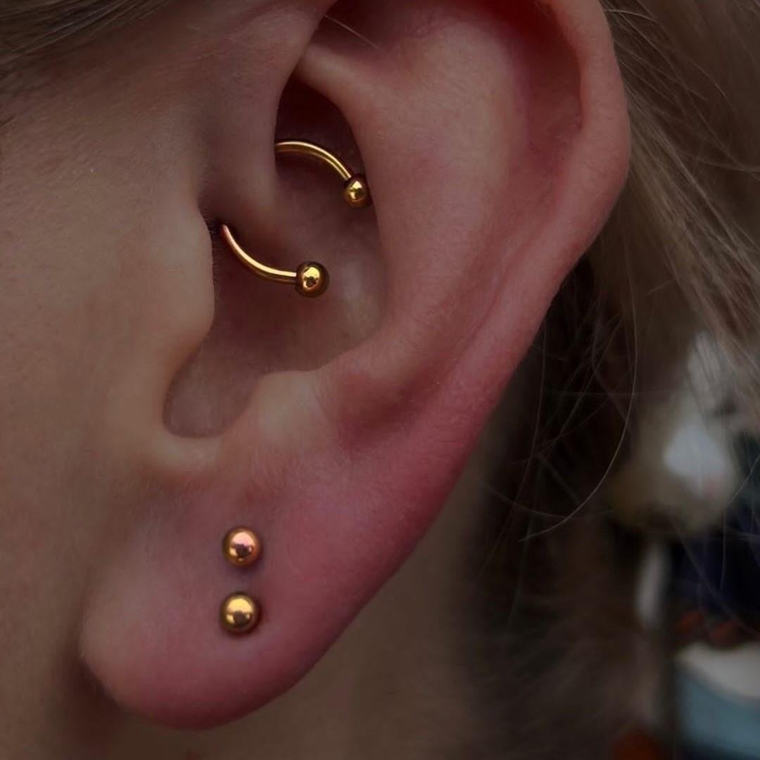 8 mm Düz Çelik Tragus Helix Piercing Rook Daith Gold Renk Ucu Toplu