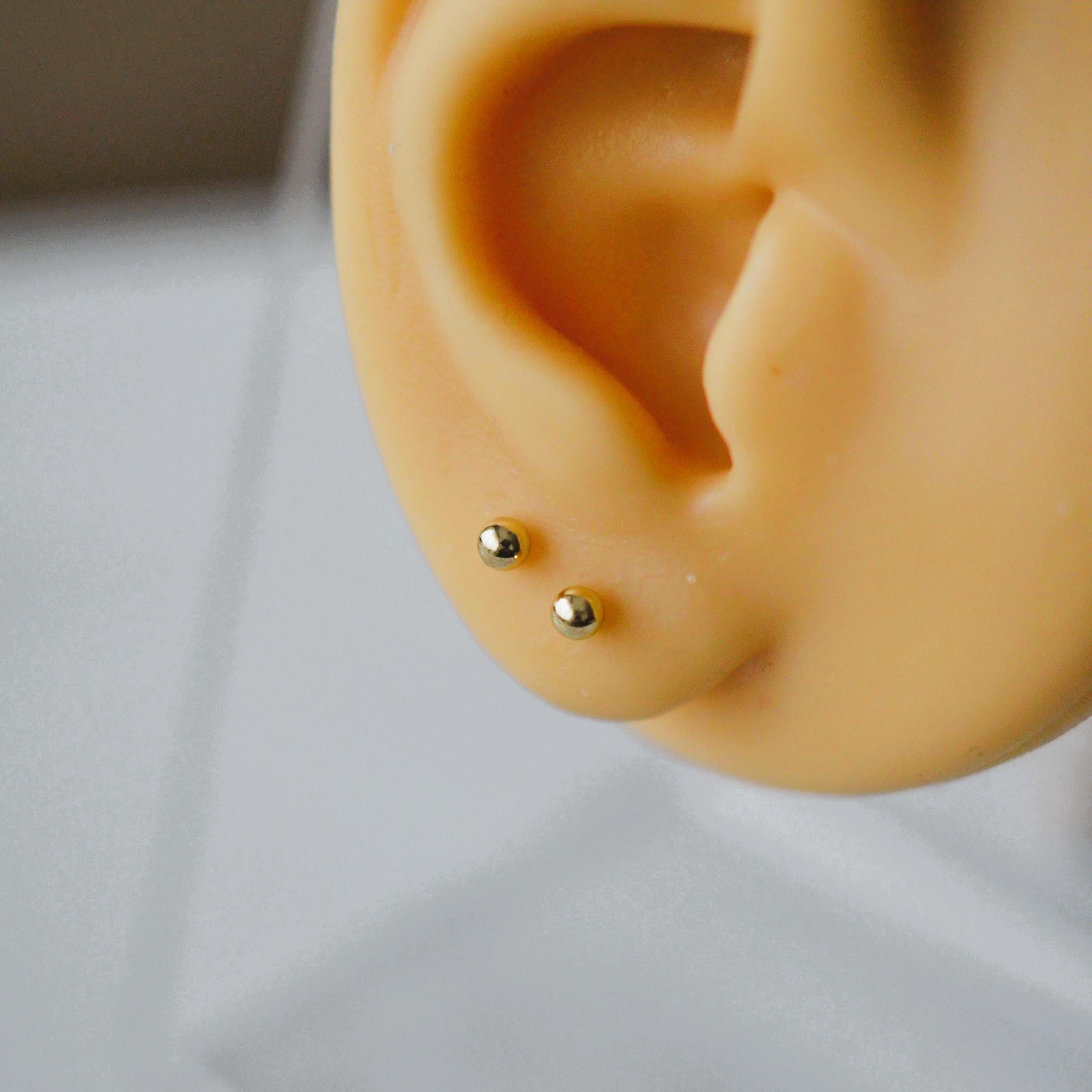 Çelik Gold Top Küpe 3 mm Çift