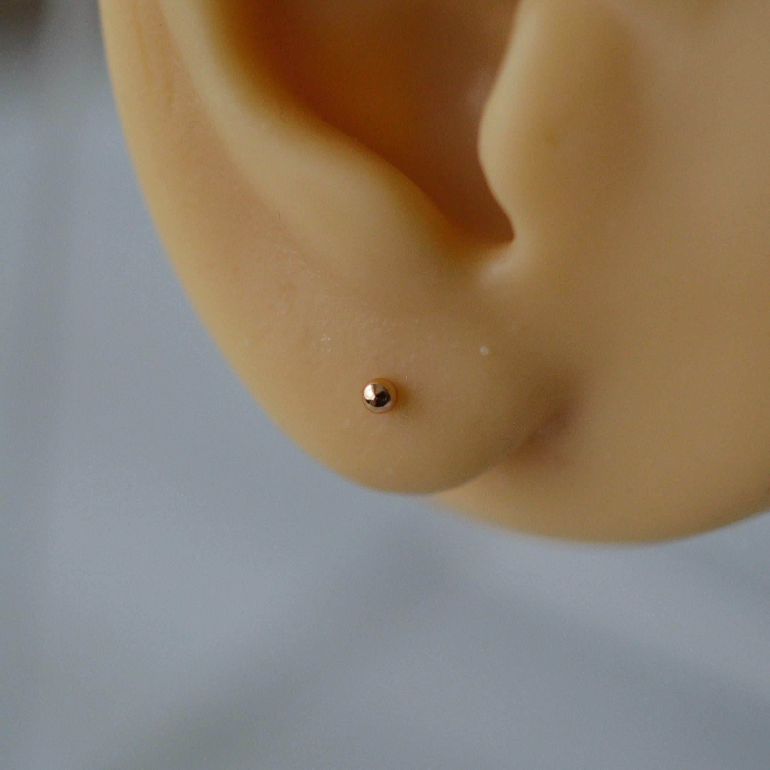 Çelik Rose Gold Top Küpe 2 mm Tek Adet