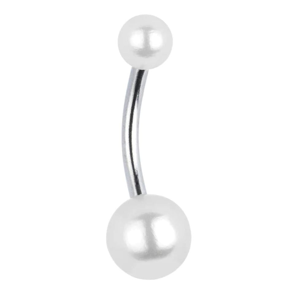 Çelik Top İnci Göbek Piercingi Silver Rekli
