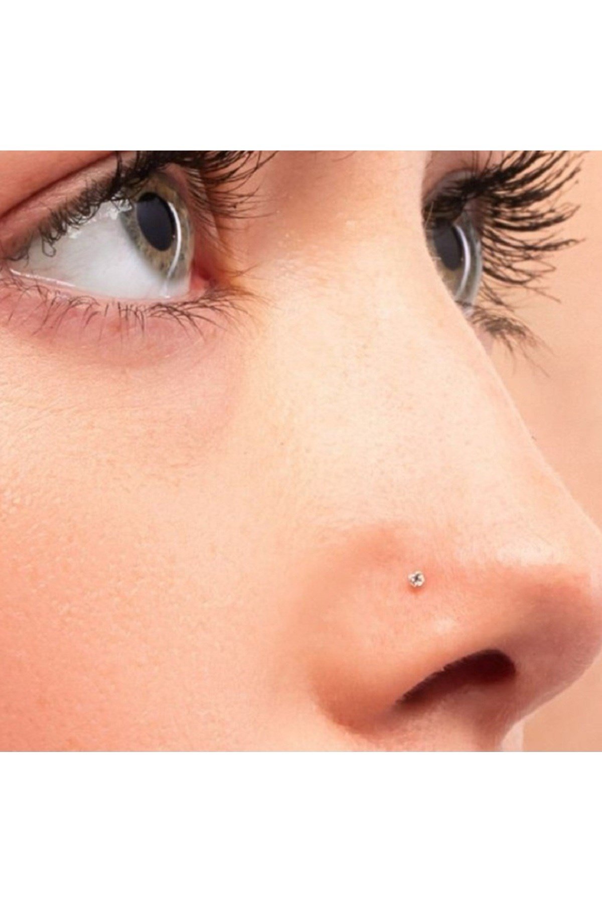 Cerrahi Çelik Gold Renk Tek Taş Burun Piercingi Nostril Screw Çelik Hızma
