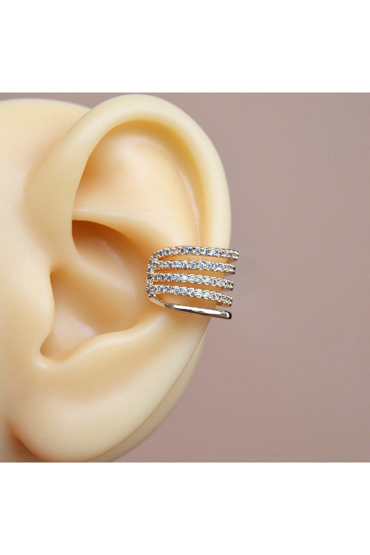 Çoklu Earcuff Gold Renkli Sıkıştırmalı Kıkırdak Küpesi