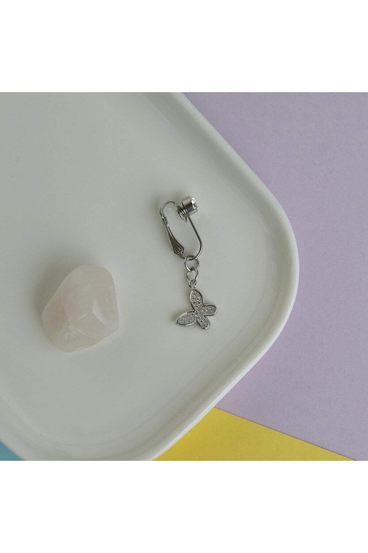 Deliksiz Göbek Piercing Mıknatıslı Sıkıştırma Kelebek Figürlü